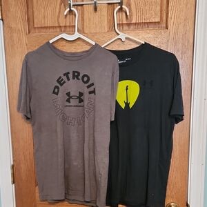 Under Armour Men's Gray and Black Graphic Tees